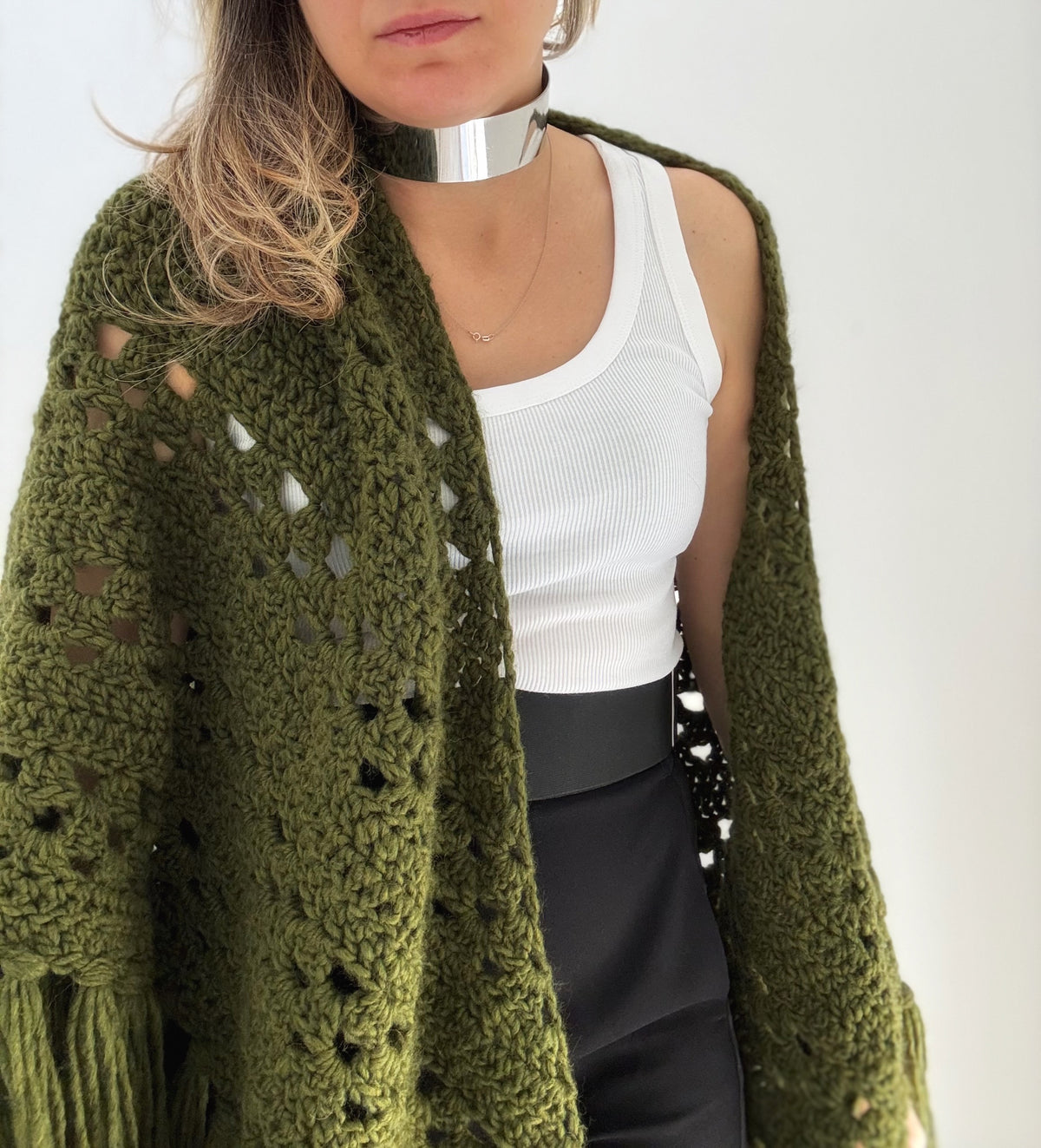 FLOW — Olive Green Alpaca Shawl