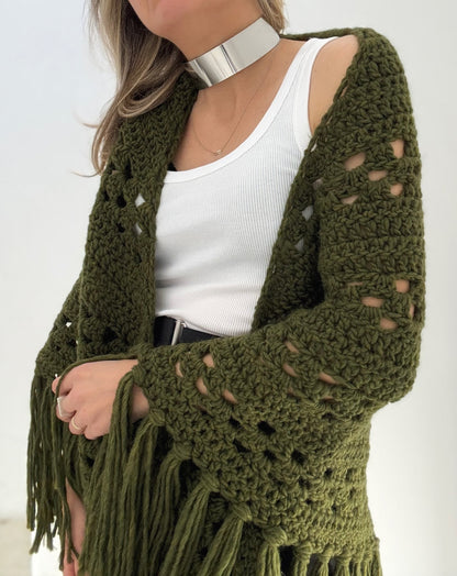FLOW — Olive Green Alpaca Shawl