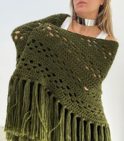 FLOW — Olive Green Alpaca Shawl