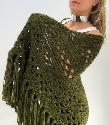 FLOW — Olive Green Alpaca Shawl